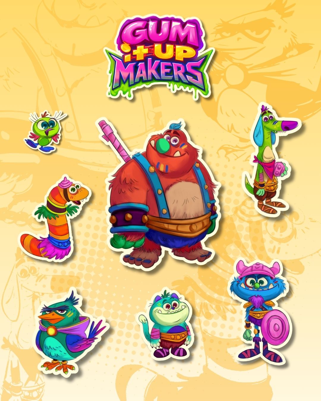 Gum It Up Makers Character Stickers